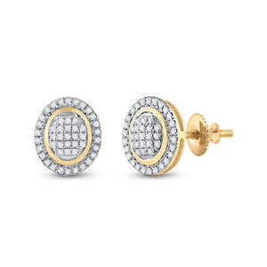 Earrings | 10kt Yellow Gold Womens Round Diamond Oval Earrings 1/4 Cttw | Splendid Jewellery GND