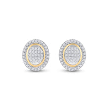 Load image into Gallery viewer, Radiant Gold and Diamond Oval Earrings: A Captivating Treasure product Side View from Splendid Jewellery