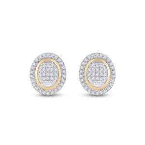 Earrings | 10kt Yellow Gold Womens Round Diamond Oval Earrings 1/4 Cttw | Splendid Jewellery GND