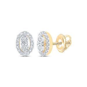 Earrings | 10kt Yellow Gold Womens Round Diamond Oval Earrings 1/5 Cttw | Splendid Jewellery GND