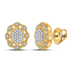 Earrings | 10kt Yellow Gold Womens Round Diamond Oval Earrings 1/6 Cttw | Splendid Jewellery GND