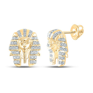 Earrings | 10kt Yellow Gold Womens Round Diamond Pharaoh Cluster Earrings 1/5 Cttw | Splendid Jewellery GND