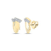 Load image into Gallery viewer, 10kt Golden Faith Diamond Earrings: Praying Hands Symbol of Elegance product  Top View from Splendid Jewellery