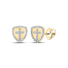 Load image into Gallery viewer, Radiant Cross Diamond Earrings in 10kt Yellow Gold product  Top View from Splendid Jewellery