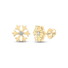 Load image into Gallery viewer, 10kt Golden Snowflake Diamond Earrings: A Touch of Whimsical Elegance product  Top View from Splendid Jewellery