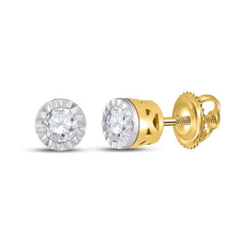 Radiant Brilliance: 10kt Yellow Gold Womens Round Diamond Solitaire Earrings product  Top View from Splendid Jewellery