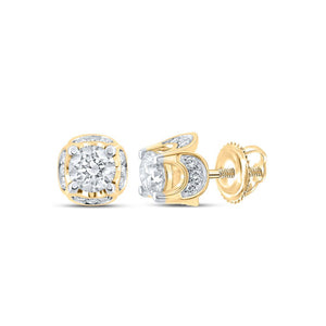 Earrings | 10kt Yellow Gold Womens Round Diamond Solitaire Earrings 5/8 Cttw | Splendid Jewellery GND