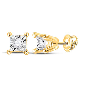 Earrings | 10kt Yellow Gold Womens Round Diamond Solitaire Stud Earrings 1/20 Cttw | Splendid Jewellery GND