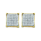 10kt Yellow Gold Sparkling Diamond Square Cluster Earrings product  Top View from Splendid Jewellery
