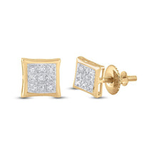 Load image into Gallery viewer, Radiant Square Diamond Gold Earrings product  Top View from Splendid Jewellery