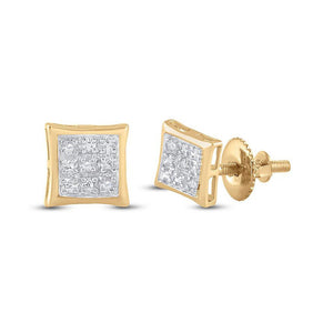 Earrings | 10kt Yellow Gold Womens Round Diamond Square Earrings .01 Cttw | Splendid Jewellery GND