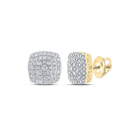 Radiant Square Diamond Earrings in 10kt Yellow Gold - A Captivating Statement Piece by Splendid Jewellery - Top View