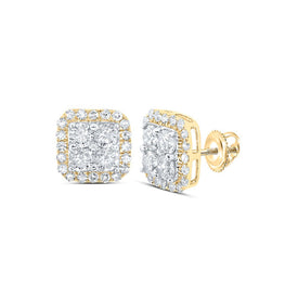 10kt Yellow Gold Square Diamond Earrings - A Modern Twist of Elegance product  Top View from Splendid Jewellery
