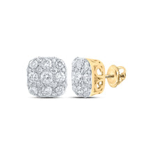 Load image into Gallery viewer, 10kt Yellow Gold Square Diamond Earrings: A Dazzling Fusion of Elegance and Modernity product  Top View from Splendid Jewellery