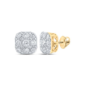 10kt Yellow Gold Square Diamond Earrings: A Dazzling Fusion of Elegance and Modernity product  Top View from Splendid Jewellery