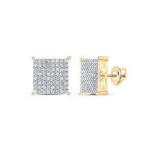 Load image into Gallery viewer, 10kt Yellow Gold Diamond Square Earrings: A Dazzling Masterpiece of Elegance product  Top View from Splendid Jewellery