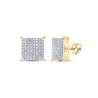 10kt Yellow Gold Diamond Square Earrings: A Dazzling Masterpiece of Elegance product  Top View from Splendid Jewellery