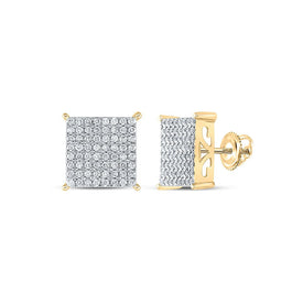 10kt Yellow Gold Diamond Square Earrings: A Dazzling Masterpiece of Elegance product  Top View from Splendid Jewellery