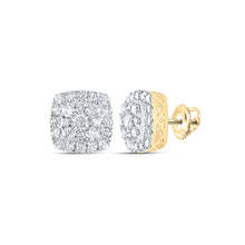 Load image into Gallery viewer, 10kt Yellow Gold Square Diamond Earrings - A Radiant Statement of Elegance - Top View