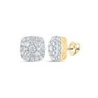 10kt Yellow Gold Square Diamond Earrings - A Radiant Statement of Elegance - Top View