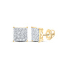 10kt Yellow Gold Square Diamond Earrings - A Dazzling Masterpiece product  Top View from Splendid Jewellery