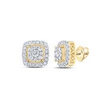 Load image into Gallery viewer, 10kt Golden Glow Diamond Square Earrings - A Radiant Marvel - Top View