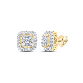 10kt Golden Glow Diamond Square Earrings - A Radiant Marvel - Top View