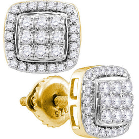 Radiant Brilliance: 10kt Yellow Gold Square Diamond Earrings product  Top View from Splendid Jewellery