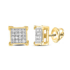 Radiant Square Diamond Earrings in 10kt Yellow Gold - Timeless Elegance and Glamour - Top View