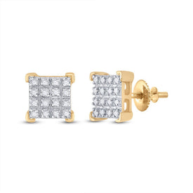 10kt Yellow Gold Square Diamond Earrings: A Timeless Masterpiece - Top View