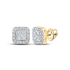 Dazzling 10kt Yellow Gold Diamond Square Earrings - A Radiant Treasure - Top View