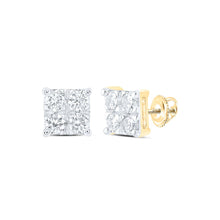 Load image into Gallery viewer, 10kt Yellow Gold Square Diamond Earrings - Sparkling Elegance for Every Occasion - Top View
