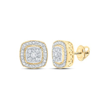 Load image into Gallery viewer, 10kt Golden Brilliance Diamond Square Earrings - Top View