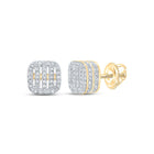 10kt Yellow Gold Women's Diamond Square Earrings - Sparkling Sophistication - Top View
