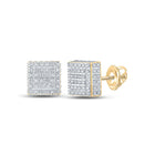 Radiant Brilliance: 10kt Yellow Gold Womens Round Diamond Square Earrings 1/2 Cttw - Top View