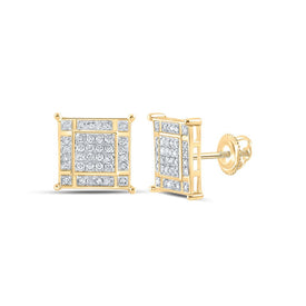 Radiant Square Diamond Earrings in 10kt Yellow Gold - Top View