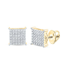 Load image into Gallery viewer, Radiant Square Diamond Gold Earrings: Captivating Brilliance in 10kt Yellow Gold - Top View
