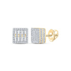 10kt Yellow Gold Square Diamond Earrings - A Dazzling Modern Statement - Top View