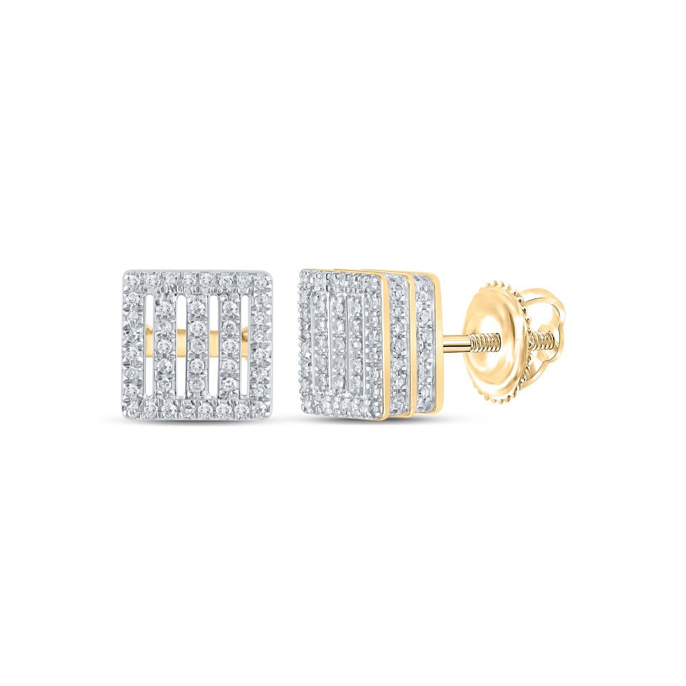 Earrings | 10kt Yellow Gold Womens Round Diamond Square Earrings 1/2 Cttw | Splendid Jewellery GND