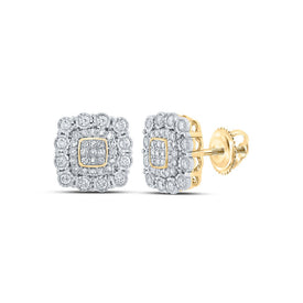 Dazzling 10kt Yellow Gold Diamond Square Earrings - Top View