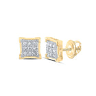 10kt Yellow Gold Square Diamond Earrings: Sparkling Elegance - Top View