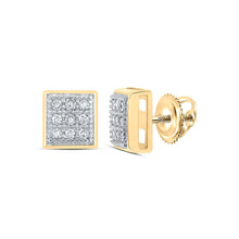 Load image into Gallery viewer, 10kt Yellow Gold Diamond Square Earrings: Timeless Elegance and Sparkling Glamour - Top View