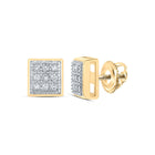 10kt Yellow Gold Diamond Square Earrings: Timeless Elegance and Sparkling Glamour - Top View
