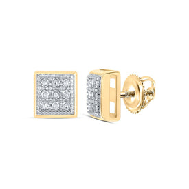 10kt Yellow Gold Diamond Square Earrings: Timeless Elegance and Sparkling Glamour - Top View