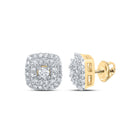 Luxurious Brilliance: 10kt Yellow Gold Womens Round Diamond Square Earrings 1/3 Cttw - Top View