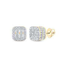 Load image into Gallery viewer, Sparkling Square Diamond Gold Earrings - Top View