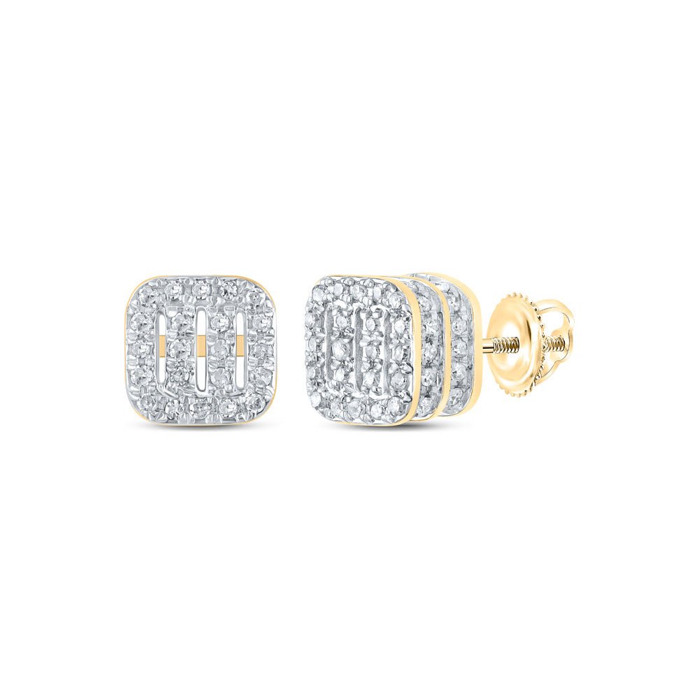 Earrings | 10kt Yellow Gold Womens Round Diamond Square Earrings 1/3 Cttw | Splendid Jewellery GND