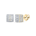 Sophisticated Brilliance: 10kt Yellow Gold Womens Round Diamond Square Earrings - Top View