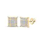 10kt Golden Radiance Diamond Square Earrings - Top View