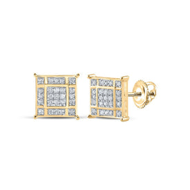 10kt Golden Radiance Diamond Square Earrings - Top View